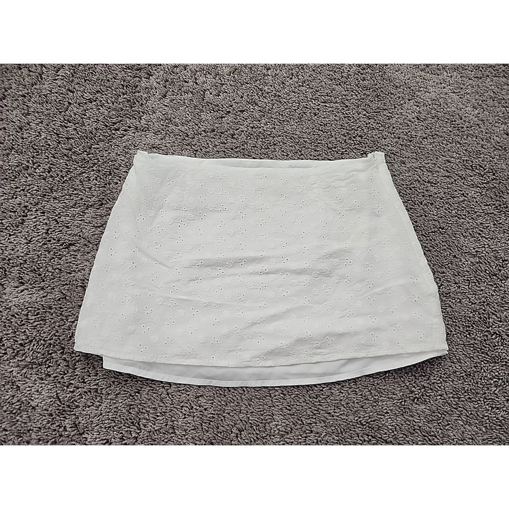 Princess Polly Eyelet Mini Skirt Women 6 White A-Line Lined N79965UO-01-S